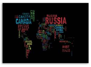 Obraz na plátně Názvy zemí na mapě světa - 60x40 cm