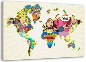 Obraz na plátně Mapa světa pop-artu - 100x70 cm