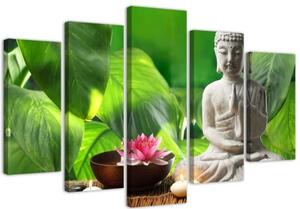 Obraz na plátně pětidílný Květiny Buddhových listů - 100x70 cm