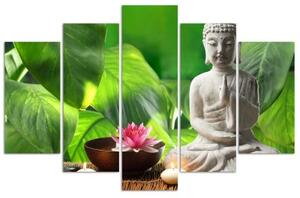 Obraz na plátně pětidílný Květiny Buddhových listů - 100x70 cm