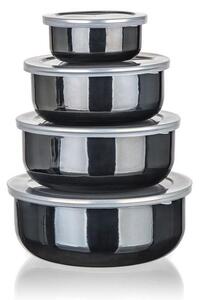 Smaltované misky s víčky METALLIC Black