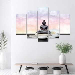 Obraz na plátně pětidílný Kameny zenového Buddhy - 100x70 cm