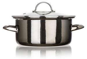 Smaltovaný hrnec s poklicí METALLIC Black 2 l