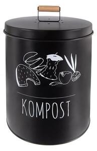 Kulatá plechová dóza KOMPOST Black 8 l