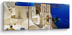 Obraz - Santorini, Řecko (s hodinami) (90x30 cm)