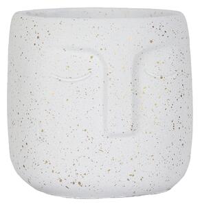 Betonový květináč obličej bílý 17cm