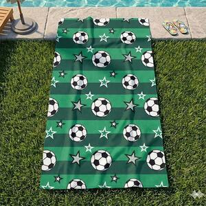 Carbotex Dětská plážová osuška FOTBAL, zelená, froté, 70x140cm