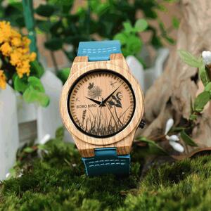 Uni dřevěné hodinky BOBO BIRD TeePee Leather