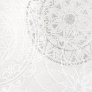The Spiriti of OM záclona „Rami“ z bio bavlny bílá s bílým a stříbrným potiskem mandal, 225 x 140 cm