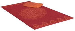 The Spirit of OM ručník z bio bavlny s květem života, červeno-oranžový, 48x109 cm