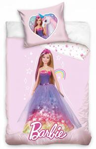 Carbotex povlečení do postýlky BARBIE PRINCEZNA, růžové, bavlna hladká, 100x135cm + 40x60cm