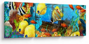 Obraz - Barevný korálový útes (s hodinami) (90x30 cm)