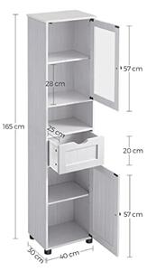 Vysoká koupelnová skříňka GORDES bílá, výška 165 cm