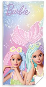Carbotex Dětská plážová osuška BARBIE MOŘSKÉ PANNY, růžová, froté, 70x140cm