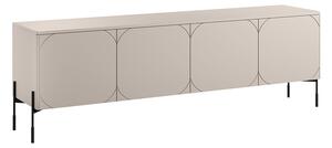 Moderní TV skříňka Sonatia 200 cm se čtyřmi dveřmi na kovových nožkách - kašmír