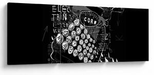 Obraz - Kresba v Banksyho stylu (s hodinami) (90x30 cm)