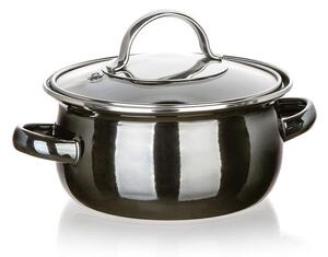 Smaltovaný hrnec s poklicí METALLIC Black 0,71 l