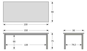 Stůl CONCEPT s teakovou deskou 150 x 90 x 75 cm DP266CO111732
