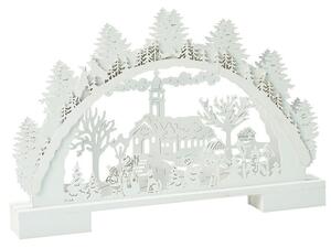 Dřevěná dekorace s LED 41 cm, bílá, assort