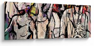 Obraz - Jazzová noc (s hodinami) (90x30 cm)