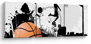 Obraz - Hráč basketbalu (s hodinami) (90x30 cm)