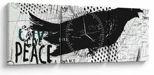 Obraz - Street art - bird (s hodinami) (90x30 cm)