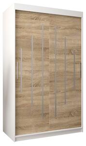 Šatní skříň s posuvnými dveřmi YORK - 120x200cm -Bílá-Dub Sonoma-