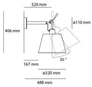 Artemide 23TOL Tolomeo parete diffusore 32, nástěnné designové svítidlo s vypínačem a pergamenovým stínítkem, 1x150W, prům. 32cm