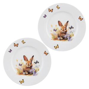 Sada porcelánových dezertních talířů JARO zajíc 20 cm 2 ks