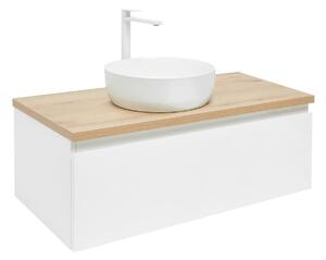 Koupelnová skříňka s krycí deskou SAT B-WAY 99x30x45 cm bílá lesk BWAY100WDOAKU2B
