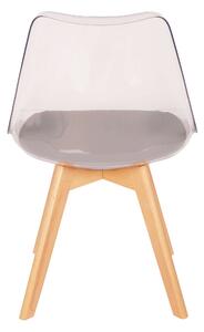 Transparentní židle s šedým sedadlem CAMILA