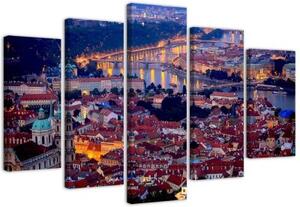 Obraz na plátně pětidílný Pražské městské mosty - 100x70 cm
