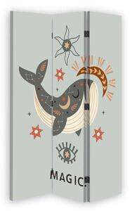 Ozdobný paraván Kouzelná velrybí zvířata - 110x170 cm, třídílný, klasický paraván