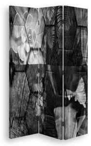 Ozdobný paraván, Tajemství šedi - 110x170 cm, třídílný, klasický paraván