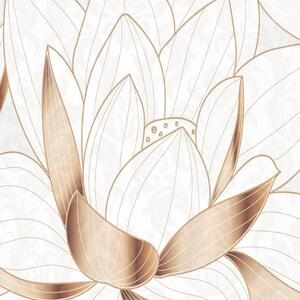 Ozdobný paraván Lotosový květ hnědý - 180x170 cm, pětidílný, klasický paraván