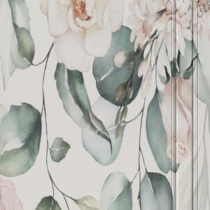 Ozdobný paraván Květiny Pastelové listy - 180x170 cm, pětidílný, klasický paraván