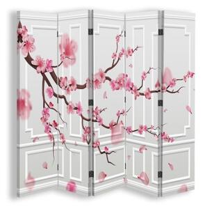 Ozdobný paraván Kvetoucí třešeň Japonsko - 180x170 cm, pětidílný, klasický paraván
