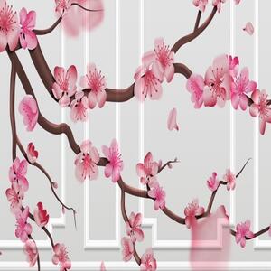 Ozdobný paraván Kvetoucí třešeň Japonsko - 110x170 cm, třídílný, klasický paraván