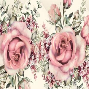 Ozdobný paraván Růže Květiny Růžová - 180x170 cm, pětidílný, klasický paraván
