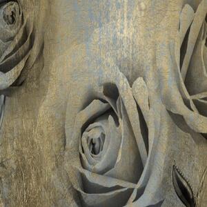 Ozdobný paraván Růže Květiny Zlato - 180x170 cm, pětidílný, klasický paraván