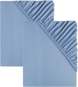 LIVARNO home Sada žerzejových napínacích prostěradel, 90-100 x 200 cm, 2dílná, modrá (800006879)