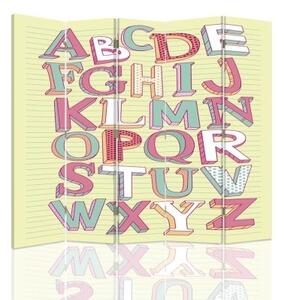 Ozdobný paraván Barevná písmena abecedy - 180x170 cm, pětidílný, klasický paraván