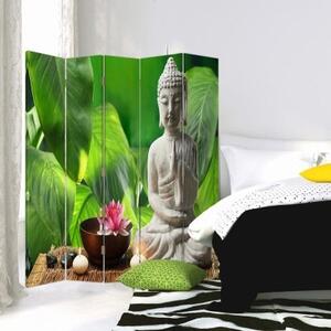 Ozdobný paraván Buddha Zen Flower Leaf - 180x170 cm, pětidílný, klasický paraván