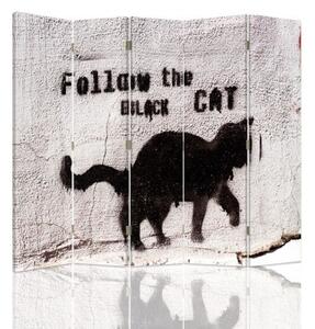 Ozdobný paraván Street Art Cat Graffiti - 180x170 cm, pětidílný, klasický paraván