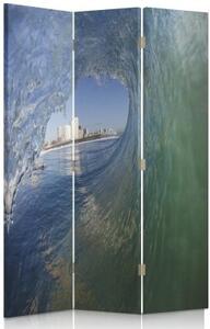 Ozdobný paraván Pohled na mořskou vlnu - 110x170 cm, třídílný, klasický paraván