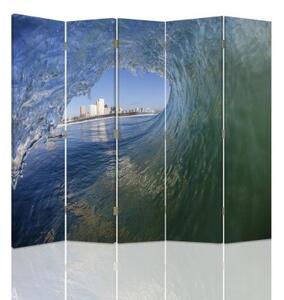 Ozdobný paraván Vlny moře - 180x170 cm, pětidílný, klasický paraván