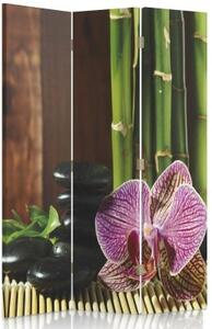 Ozdobný paraván Zen Orchid Bamboo - 110x170 cm, třídílný, klasický paraván