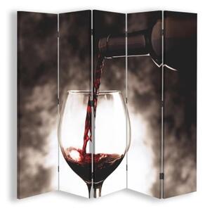 Ozdobný paraván Lampa na víno - 180x170 cm, pětidílný, klasický paraván