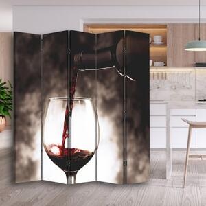 Ozdobný paraván Lampa na víno - 180x170 cm, pětidílný, klasický paraván