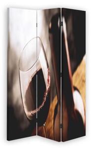 Ozdobný paraván Láhev vína - 110x170 cm, třídílný, klasický paraván